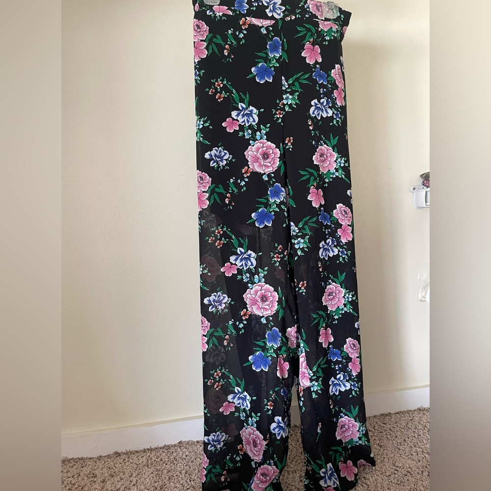 Torrid Black Floral Wide Leg Pants